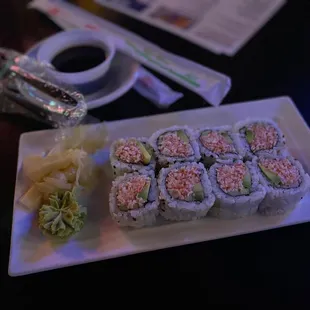 a plate of sushi