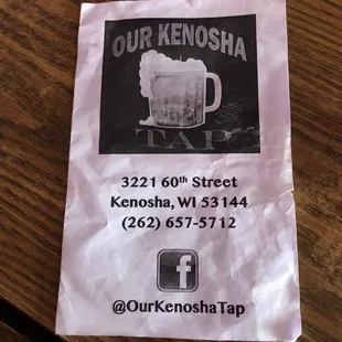 a sign on a table
