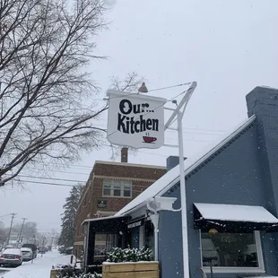 Outside, I believe there is parking around back