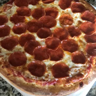 Medium Pepperoni.. so delicious! Oven 450 degrees for like 12 minutes. Perfection.