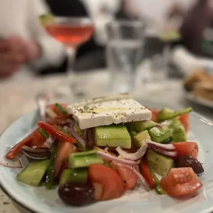 a plate of greek salad