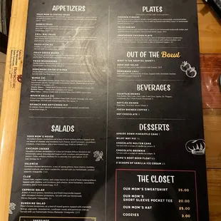 Front menu