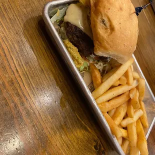 Fried pickle burger