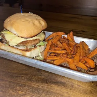 Turkey burger with sweet potato fries