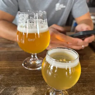 Larimer street lager (3oz) &amp; Belgian triple (10oz)