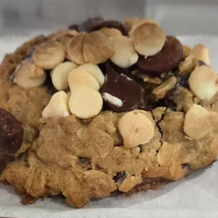 Homemade chocolate-white chocolate chip cookie