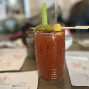 a bloody drink on a table