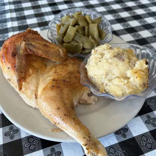 Oven Roasted Chicken with Green Beans and Mashed Potatoes