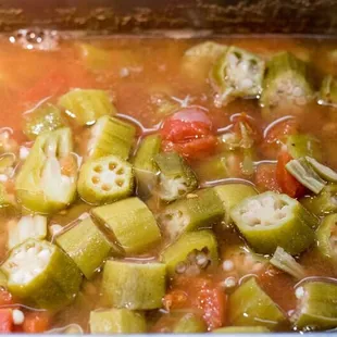 Okra and tomatoes