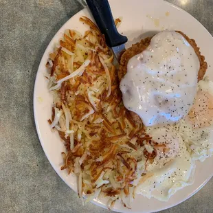 Country fried chicken &amp; eggs!