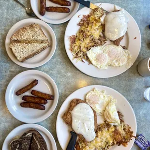 Cheesy hashbrowns with country fried steak