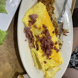 Ham and egg omelette