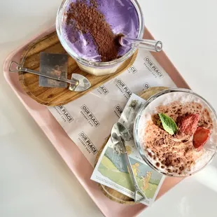 Ube Einspanner &amp; Chocolate Strawberry Einspanner