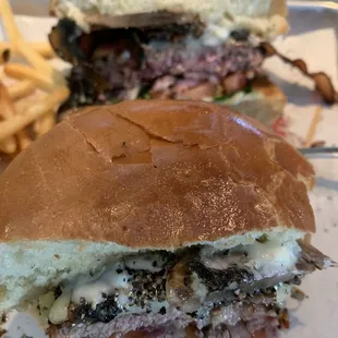 Mushroom bacon cheeseburger