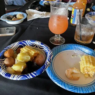 Fat Tuesday shrimp boil. Hurricane drinks with their special menu, including a delicious jambalaya.