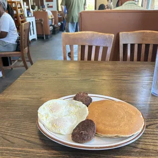 Breakfast special 2 eggs sausage and pancakes