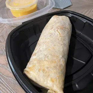 Breakfast burrito with bacon