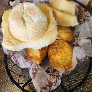 Hot rolls and corn bread