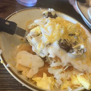 Chicken fried chicken scrambled