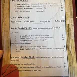 menu
