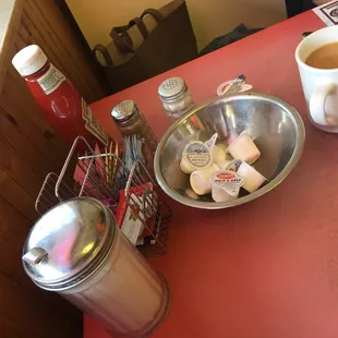 a bowl of marshmallows and orange juice