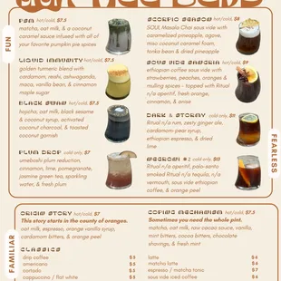 OUR SPOT's FALL Bev menu from 10/10/24 to 11/28/24