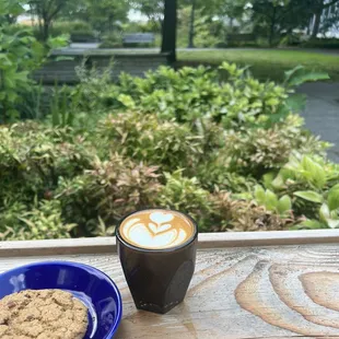 Cortado and a GF cookie were delicious. Cortado was made with oat milk, didn&apos;t miss the dairy and thankful for the GF options.