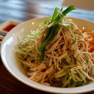 Peanut Sauce Noodles with Shredded Chicken