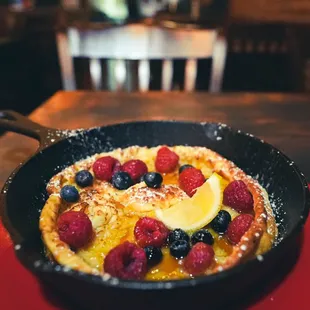 a pan of food on a table