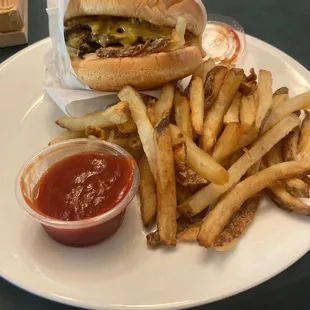 Triple burger with fries