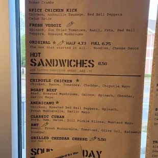 Menu as of 6/24/2023