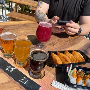 Flight and sour beer with our sushi lunch