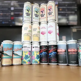 a stack of cans
