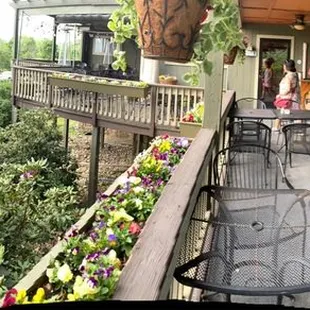 Outdoor Patio Seating overlooking the pond