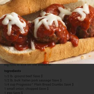 House made meatball hoagie with house made marinara