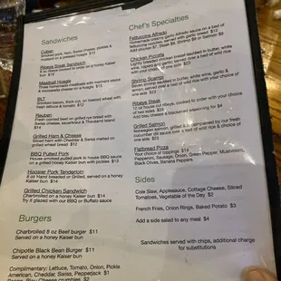 The menu