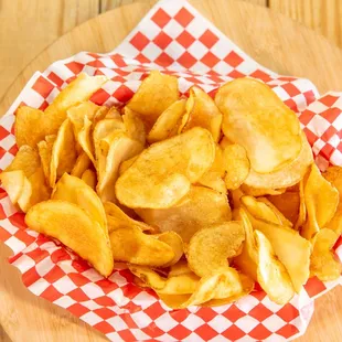 a basket of potato chips