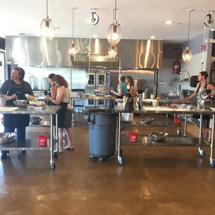 Getting to work preparing our meal!