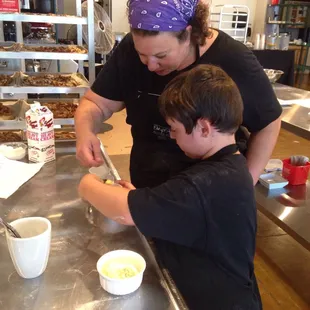 Chef Jamie helping my son measure and mix a homemade ranch dressing!