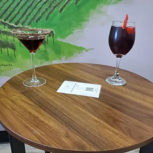 Chocolate martini and sangria