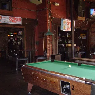 ows a pool table in a pub