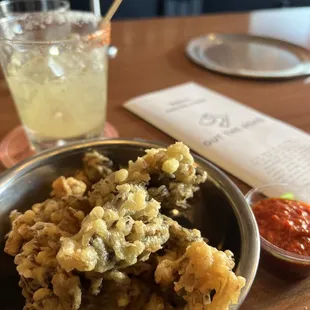 My favorite!!!!! Fried mushrooms with romesco