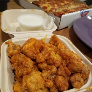 Buffalo cauliflower with blue cheese dressing