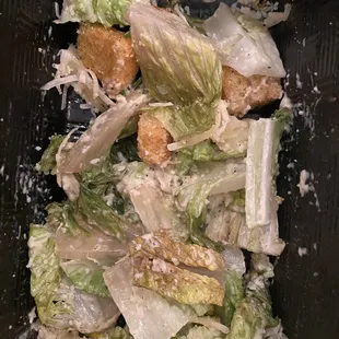 Warm brown Caesar salad