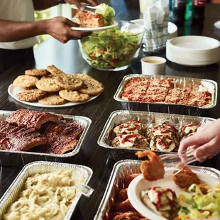 a table full of food