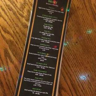 IPA beer menu !