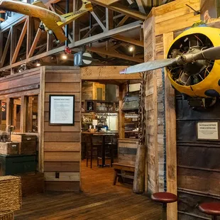 a plane hanging from the ceiling