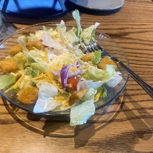 Third, a couple minutes later, really good salad.