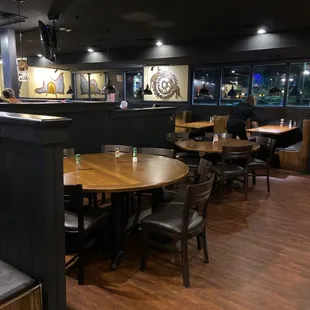 Empty tables--still waiting to get seated