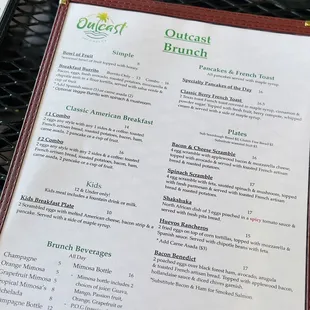 Sunday Brunch Menu